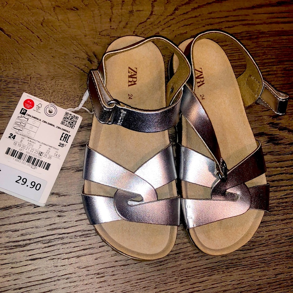 New Zara Girls Silver Sandal - Brand New